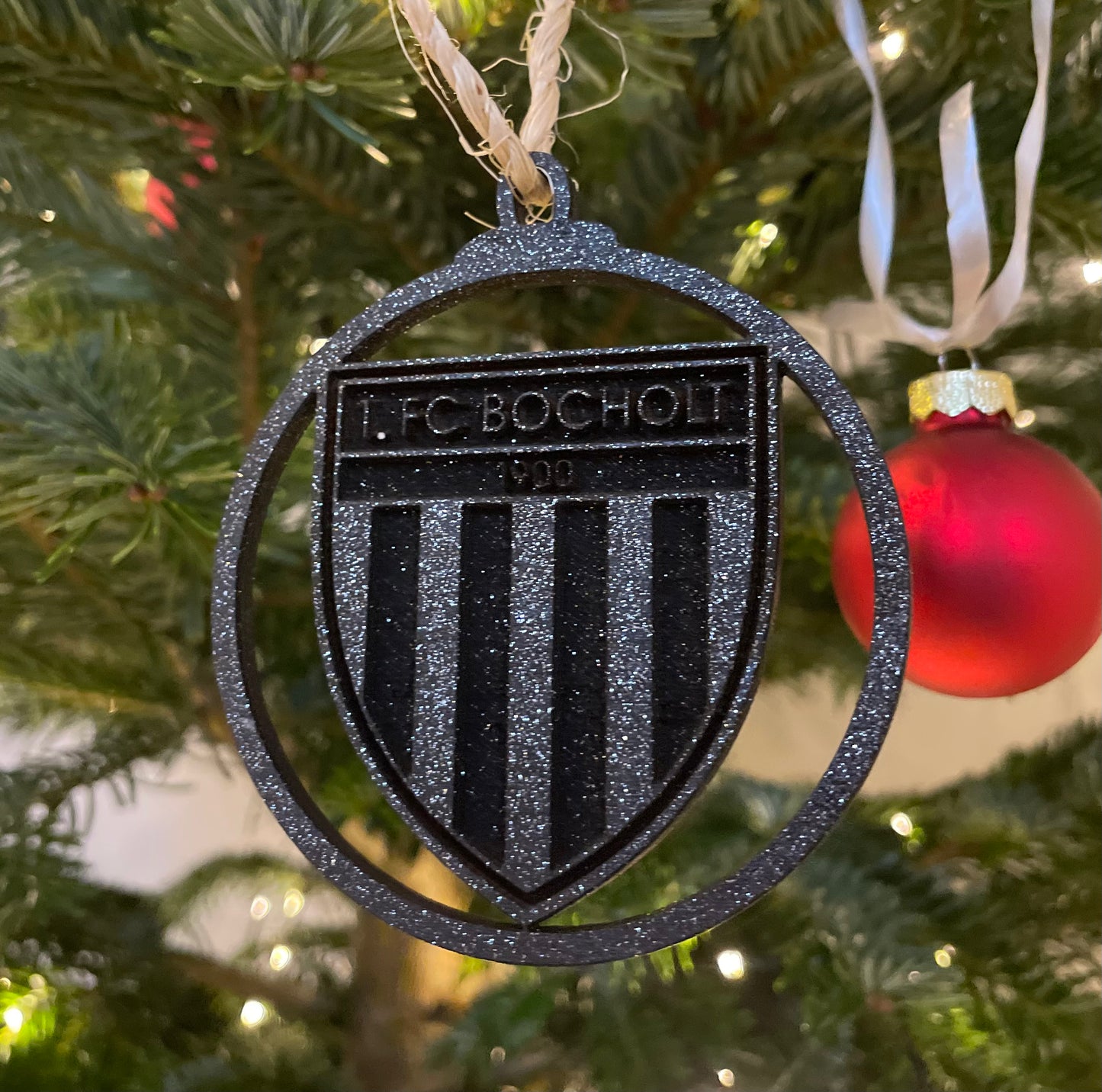 Weihnachtsbaum-Anhänger - FC-Wappen „schwarz Glitzer“
