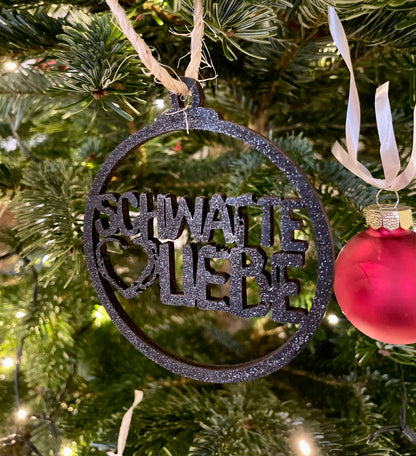 Weihnachtsbaum-Anhänger - Schwatte Liebe „schwarz Glitzer“