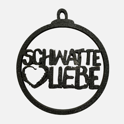 Weihnachtsbaum-Anhänger - Schwatte Liebe „schwarz Glitzer“